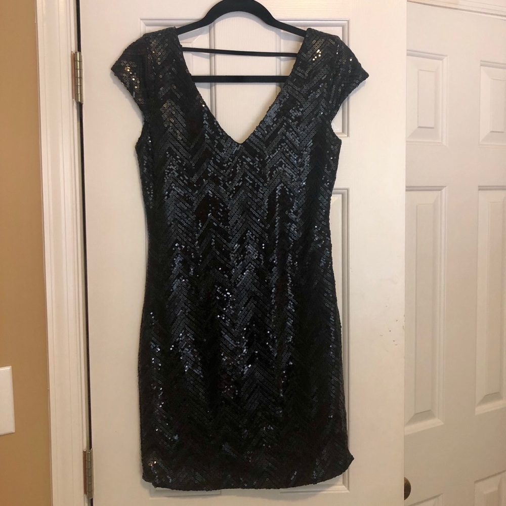 Black Sequin Cocktail Dress